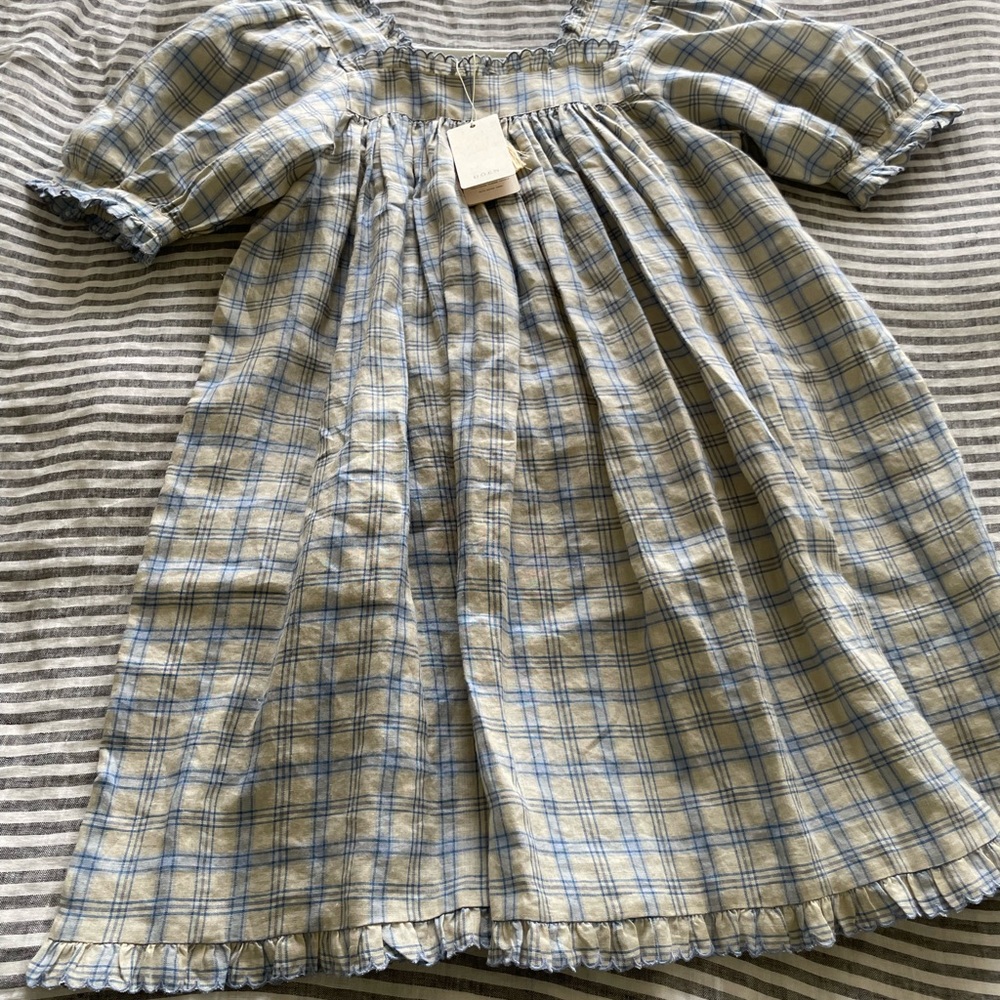 NWT Doen Frede Dress XS Blue Meadowlark Plaid